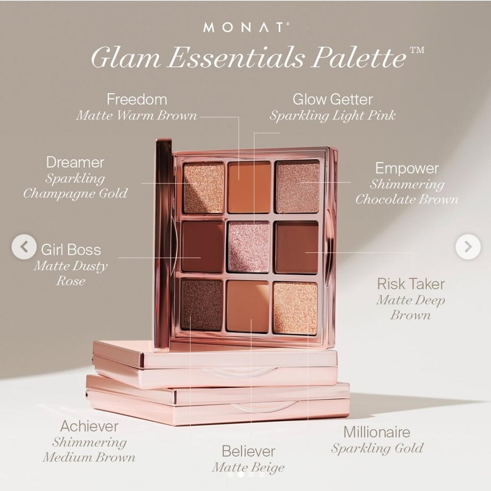 Glam Essentials Eyeshadow Palette - Warm Brown, Light Pink, Champagne Gold